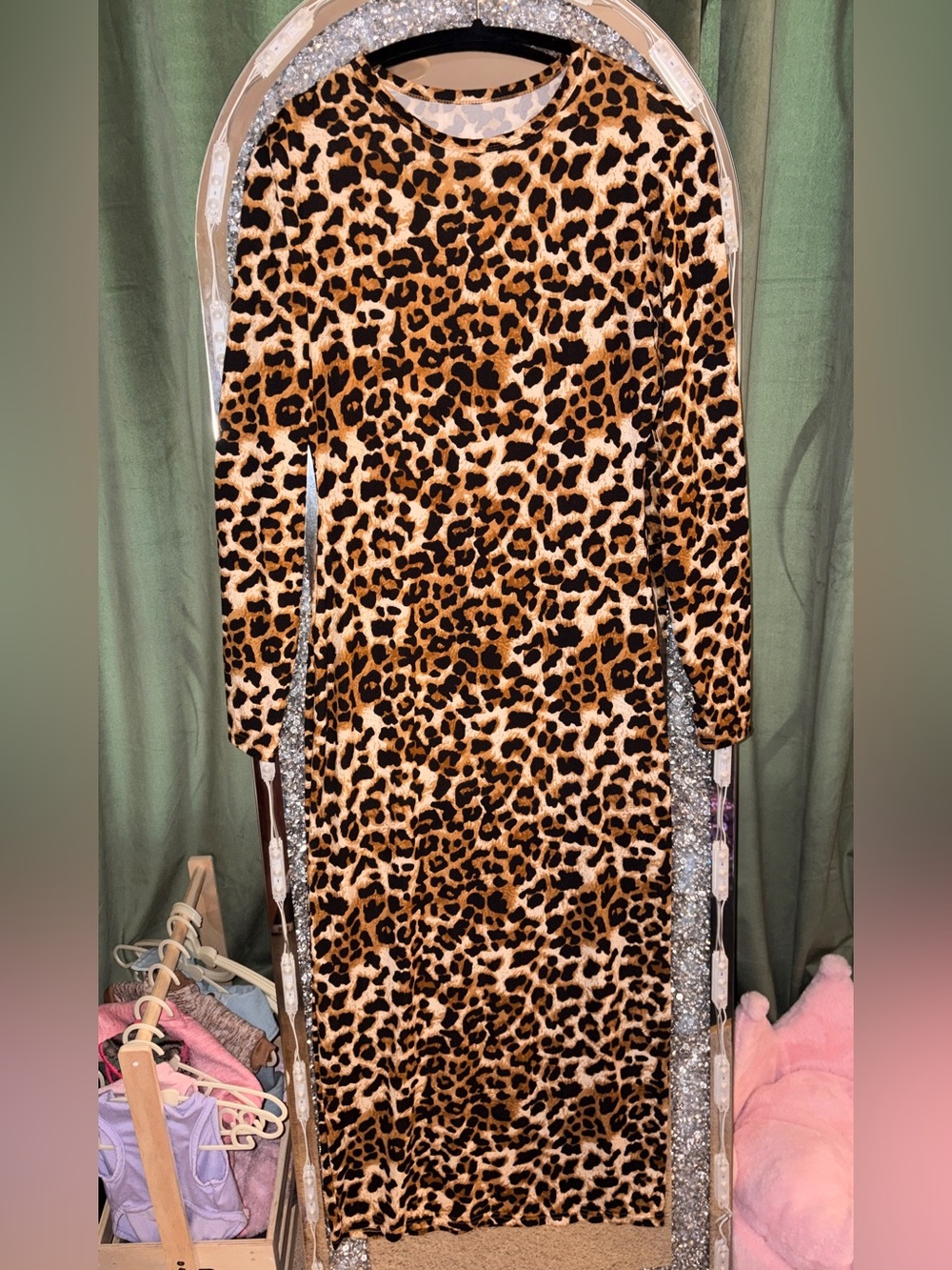 Leopard Print Long Sleeve Dress